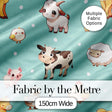 Cute Farm Animals Mint Background Seamless Pattern Digital Print Fabric by the Metre UK Sewing Quilting Textile