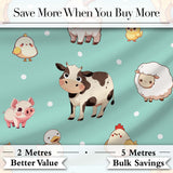 Cute Farm Animals Mint Background Seamless Pattern Digital Print Fabric by the Metre UK Sewing Quilting Textile