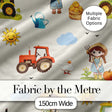 Cute Farm Tractor Duck Girl Farming Scene Cream Background Seamless Pattern Digital Print Fabric by the Metre UK Sewing Quilting Textile