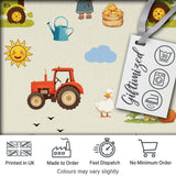 Cute Farm Tractor Duck Girl Farming Scene Cream Background Seamless Pattern Digital Print Fabric by the Metre UK Sewing Quilting Textile