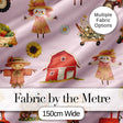 Cute Scarecrow Barn Sunflower Farm Pink Background Seamless Pattern Digital Print Fabric by the Metre UK Sewing Quilting Textile