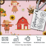 Cute Scarecrow Barn Sunflower Farm Pink Background Seamless Pattern Digital Print Fabric by the Metre UK Sewing Quilting Textile