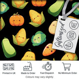 Cute Kawaii Vegetables Corn Carrot Pumpkin Black Background Seamless Pattern Digital Print Fabric by the Metre UK Sewing Quilting Textile