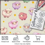 Cute Pastel Sheep Stars Cream Background Seamless Pattern Digital Print Fabric by the Metre UK Sewing Quilting Textile