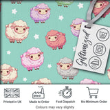 Cute Pastel Sheep Stars Mint Background Seamless Pattern Digital Print Fabric by the Metre UK Sewing Quilting Textile