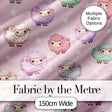 Cute Pastel Sheep Stars Pink Background Seamless Pattern Digital Print Fabric by the Metre UK Sewing Quilting Textile