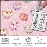 Cute Pastel Sheep Stars Pink Background Seamless Pattern Digital Print Fabric by the Metre UK Sewing Quilting Textile