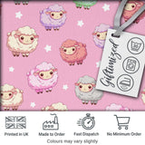 Cute Pastel Sheep Stars Pink Background Seamless Pattern Digital Print Fabric by the Metre UK Sewing Quilting Textile