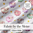 Cute Pastel Sheep Stars Grey Background Seamless Pattern Digital Print Fabric by the Metre UK Sewing Quilting Textile