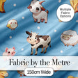 Cute Farm Animals Cow Goat Pig Chicken Blue Seamless Pattern Digital Print Fabric by the Metre UK Sewing Quilting Textile
