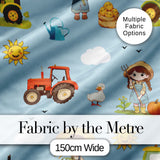 Cute Farm Tractor Farmer Duck Sun Cloud Seamless Pattern Digital Print Fabric by the Metre UK Sewing Quilting Textile