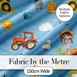 Cute Farm Tractor Farmer Duck Blue Sky Seamless Pattern Digital Print Fabric by the Metre UK Sewing Quilting Textile