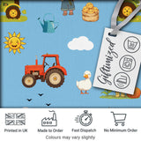 Cute Farm Tractor Farmer Duck Blue Sky Seamless Pattern Digital Print Fabric by the Metre UK Sewing Quilting Textile