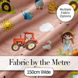 Cute Farm Tractor Farmer Duck Sun Clouds Peach Seamless Pattern Digital Print Fabric by the Metre UK Sewing Quilting Textile