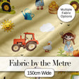 Cute Farm Tractor Farmer Duck Sun Clouds Yellow Seamless Pattern Digital Print Fabric by the Metre UK Sewing Quilting Textile