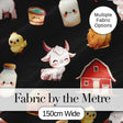 Cute Baby Goat Barn Hay Milk Chick Farm Black Seamless Pattern Digital Print Fabric by the Metre UK Sewing Quilting Textile