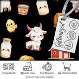 Cute Baby Goat Barn Hay Milk Chick Farm Black Seamless Pattern Digital Print Fabric by the Metre UK Sewing Quilting Textile