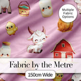 Cute Baby Goat Barn Hay Milk Chick Farm Rose Seamless Pattern Digital Print Fabric by the Metre UK Sewing Quilting Textile