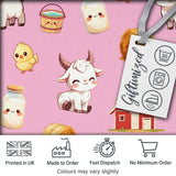 Cute Baby Goat Barn Hay Milk Chick Farm Rose Seamless Pattern Digital Print Fabric by the Metre UK Sewing Quilting Textile