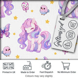 Cute Unicorn Pastel Stars Birds Bows Candy Grey Seamless Pattern Digital Print Fabric by the Metre UK Sewing Quilting Textile