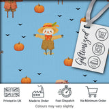 Cute Autumn Scarecrow Pumpkins Birds Sky Seamless Pattern Digital Print Fabric by the Metre UK Sewing Quilting Textile