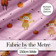 Cute Autumn Scarecrow Pumpkins Flying Birds Pink Seamless Pattern Digital Print Fabric by the Metre UK Sewing Quilting Textile