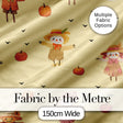 Cute Autumn Scarecrow Pumpkins Flying Birds Yellow Seamless Pattern Digital Print Fabric by the Metre UK Sewing Quilting Textile