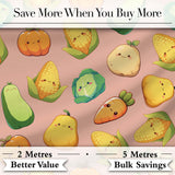 Cute Kawaii Autumn Vegetables Corn Pumpkin Carrot Peach Seamless Pattern Digital Print Fabric by the Metre UK Sewing Quilting Textile