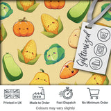 Cute Kawaii Autumn Vegetables Corn Pumpkin Carrot Yellow Seamless Pattern Digital Print Fabric by the Metre UK Sewing Quilting Textile