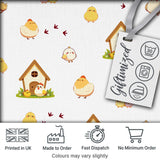 Cute Farm Chick Chicken Coop Arrows White Seamless Pattern Digital Print Fabric by the Metre UK Sewing Quilting Textile