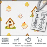 Cute Farm Chick Chicken Coop Arrows Light Seamless Pattern Digital Print Fabric by the Metre UK Sewing Quilting Textile