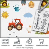 Cute Farm Tractor Farmer Girl Duck Sun Clouds Seamless Pattern Digital Print Fabric by the Metre UK Sewing Quilting Textile
