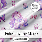 Cute Pastel Unicorn Bird Candy Butterfly Seamless Pattern Digital Print Fabric by the Metre UK Sewing Quilting Textile
