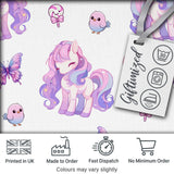 Cute Pastel Unicorn Bird Candy Butterfly Seamless Pattern Digital Print Fabric by the Metre UK Sewing Quilting Textile