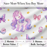Cute Pastel Unicorn Bird Candy Stars Seamless Pattern Digital Print Fabric by the Metre UK Sewing Quilting Textile