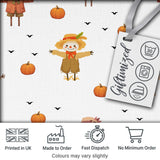 Cute Autumn Scarecrow Pumpkin Birds Seamless Pattern Digital Print Fabric by the Metre UK Sewing Quilting Textile