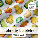 Cute Kawaii Vegetables Corn Carrot Cabbage Pumpkin Seamless Pattern Digital Print Fabric by the Metre UK Sewing Quilting Textile
