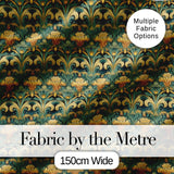 Elegant Vintage Floral Classic Green Gold Seamless Pattern Digital Print Fabric by the Metre UK Sewing Quilting Textile