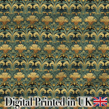 Elegant Vintage Floral Classic Green Gold Seamless Pattern Digital Print Fabric by the Metre UK Sewing Quilting Textile