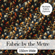 Elegant Orange Gold Floral Vine Dark Background Seamless Pattern Digital Print Fabric by the Metre UK Sewing Quilting Textile