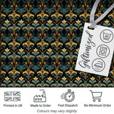 Luxury Teal Gold Ornate Damask Seamless Pattern Digital Print Fabric by the Metre UK Sewing Quilting Textile