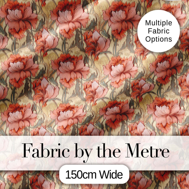 Vintage Pink Floral Bloom Classic Seamless Pattern Digital Print Fabric by the Metre UK Sewing Quilting Textile