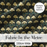 Elegant Gold Leaf Dark Floral Seamless Pattern Digital Print Fabric by the Metre UK Sewing Quilting Textile