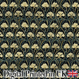 Elegant Gold Leaf Dark Floral Seamless Pattern Digital Print Fabric by the Metre UK Sewing Quilting Textile