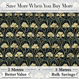Elegant Gold Leaf Dark Floral Seamless Pattern Digital Print Fabric by the Metre UK Sewing Quilting Textile