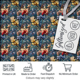 Vintage Blue Red Floral Swirl Art Nouveau Seamless Pattern Digital Print Fabric by the Metre UK Sewing Quilting Textile