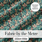 Soft Teal Pink Floral Vine Classic Seamless Pattern Digital Print Fabric by the Metre UK Sewing Quilting Textile