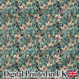 Soft Teal Pink Floral Vine Classic Seamless Pattern Digital Print Fabric by the Metre UK Sewing Quilting Textile