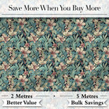 Soft Teal Pink Floral Vine Classic Seamless Pattern Digital Print Fabric by the Metre UK Sewing Quilting Textile