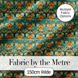 Ornate Green Orange Floral Stripe Seamless Pattern Digital Print Fabric by the Metre UK Sewing Quilting Textile